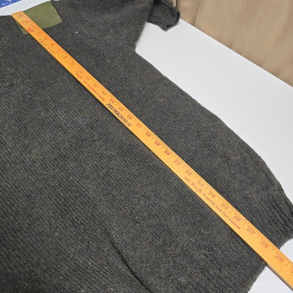 LL Bean Mens Wool Henley Pullover Jacket Size Medium Long Green Outdoor Vintage - Picture 10 of 11